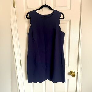J Crew Navy Scallop Short Sleeve Dress